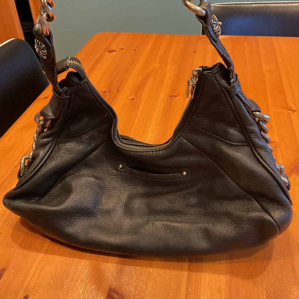 B. MAKOWSKY HOBO SHOULDER BAG VINTAGE 90’s Y2K BLACK LEATHER SILVER HARDWARE - Picture 6 of 16